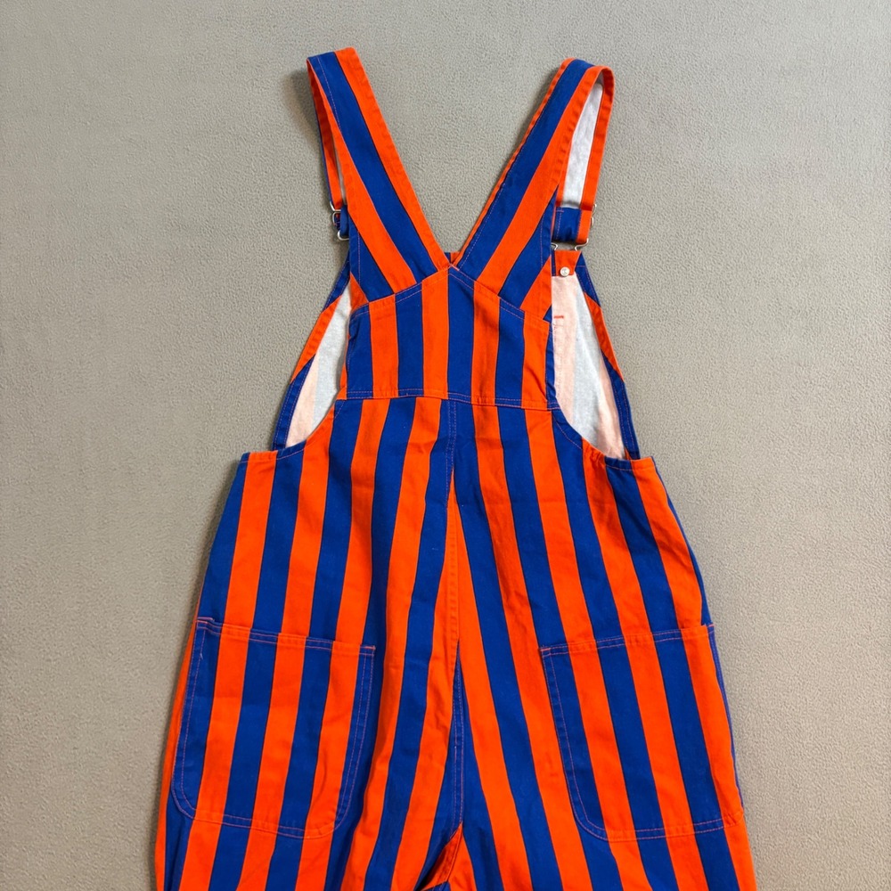 Game Bibs Orange Blue Striped Overalls Unisex Small Gameday Tailgate Cotton Bibs - Picture 3 of 9